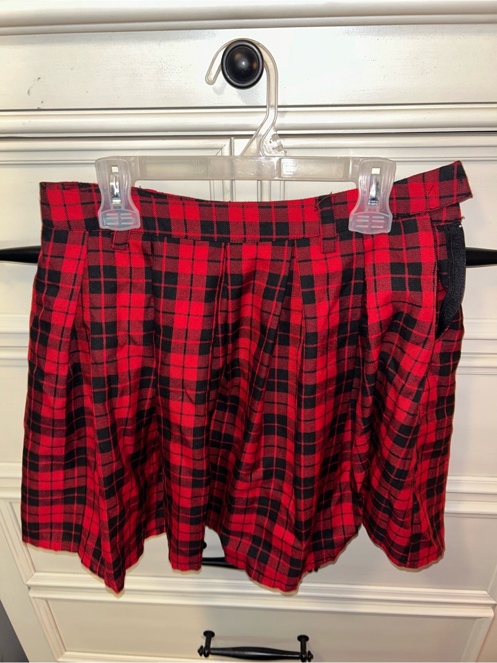 Hot Topic Red and Black Plaid Skater Skirt